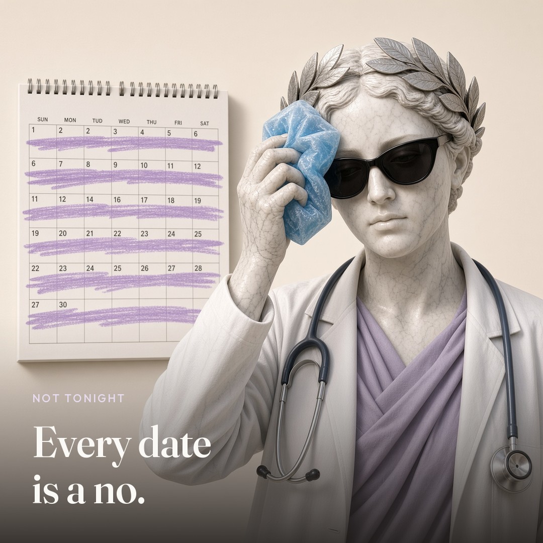 A calendar with every day crossed out. The picture says Every date is a no.